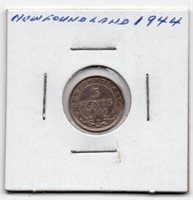 1944 Newfoundland 5 Cents Silver Coin