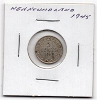 1945 Newfoundland 5 Cents Silver Coin
