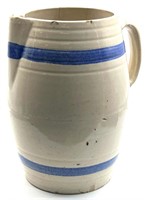 Blue Stripe Stoneware Pitcher