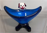 Murano Art Glass Blue Clown Dish Bowl