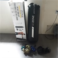 Punching bag with gloves