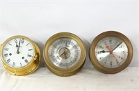 Schatz Brass Ship's clock  Bell Barometer  & Clock