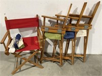 (4) Colored Wood & Canvas Director's Chairs
