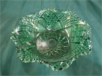 Green pressed glass bowl 8 1/2"