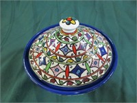 Ceramic Tangine bowl with lid - 9 1/2"