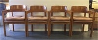 Lot of Four Pink Upholstered Oak Boling Chairs