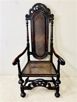 ANTIQUE WALNUT WILLIAM & MARY CANE BACK CHAIR