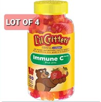 New Lot of 4, L’Il Critters Immune C Plus Zinc Gum