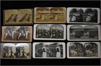 9 Stereoscope Cards - Children & Animals 1890 to E