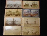 8 Stereoscope Cards - Ships: Columbus Flag Ship, B