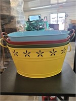 Metal planters, baskets