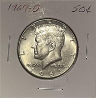US 1969D Silver 40% Half Dollar