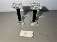 LOT OF 2 SHANNON CRYSTAL CANDLE STICK HOLDERS