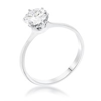 Round Cut 1.00ct White Sapphire Solitaire Ring