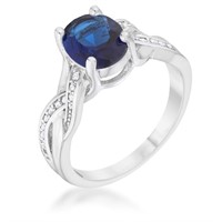Oval 2.00ct Sapphire & White Topaz Twisted Ring