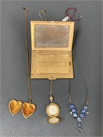 VTG Jewelry, Locket Necklaces, compact case,