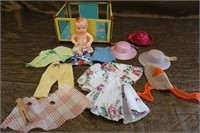 Vintage Doll, Clothes and Playpen