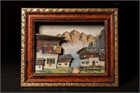 Painted & Framed Renz Reproduction Relief, Village