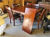 DINING TABLE/5 CHAIRS, 1 LEAF