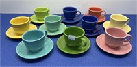 Fiesta Cups and Saucers 10 Pcs , Assorted Colors