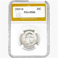 1937-D Washington Silver Quarter PGA MS66