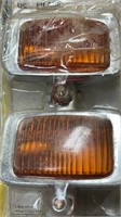 TWIN AUXILIARY LIGHTS Vintage Chrome Amber Fluted