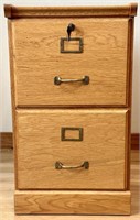 Locking Two Drawer Filing Oak Cabinet