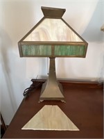 Brass Leaded Glass Bankers Light (1 Piece of Slag