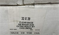 (1) Box Extra Heavy WT 33x39 Clear Bags 100CT