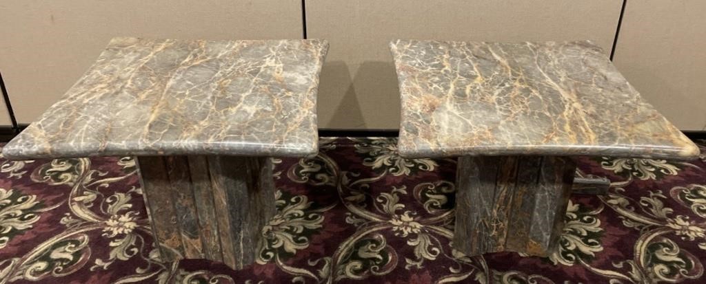 Italian Green Marble 2 Pc. Side Tables (2)