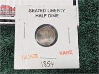 1854 Seated Half Liberty Dime