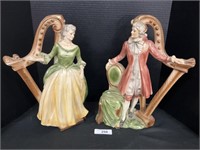 Pair of 19th C Victorian Couple Statues.