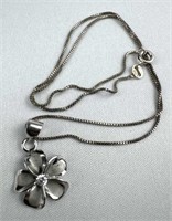 925 Silver Plumeria Flower Pendant Necklace