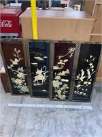 lot of 4 asian art mother of pearl lacquered art