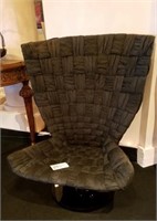 Modern Swivel Chair Black Weave Fabric