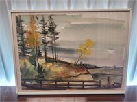 Signed, Fall Landscape, Watercolor
