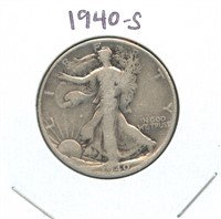 1940-S Walking Liberty Silver Half Dollar