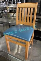 12X, WOODEN CHAIRS, W/ TEAL PADDED SEAT