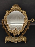 Vintage French Free Standing Brass Mirror