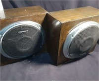 Pair of speakers homemade wood boxes