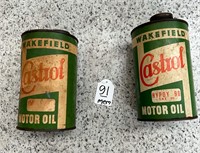 2 Castrol oil tins