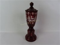 Vintage Bohemian Ruby to Clear Etched Crystal
