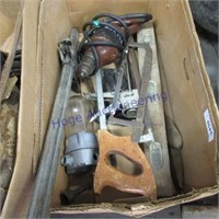 Assorted tools, drill, bumper jack
