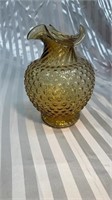 Amber Fenton Vase with Hobnail Surface and Twisted