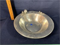 Silver bowl with snails on top made in Israel