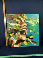 Picture of lady's head on canvas