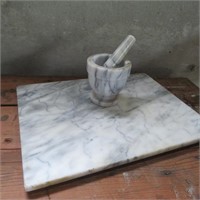 Marble Cutting Board & Mortar & Pestle