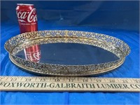 Vintage Oval Mirrored Dresser Tray