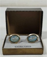 Vintage Airplane 14k gold plated cuff links