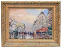 FRAMED PAINTING ON CANVAS, CHAMPS-ELYSEES IN PARIS